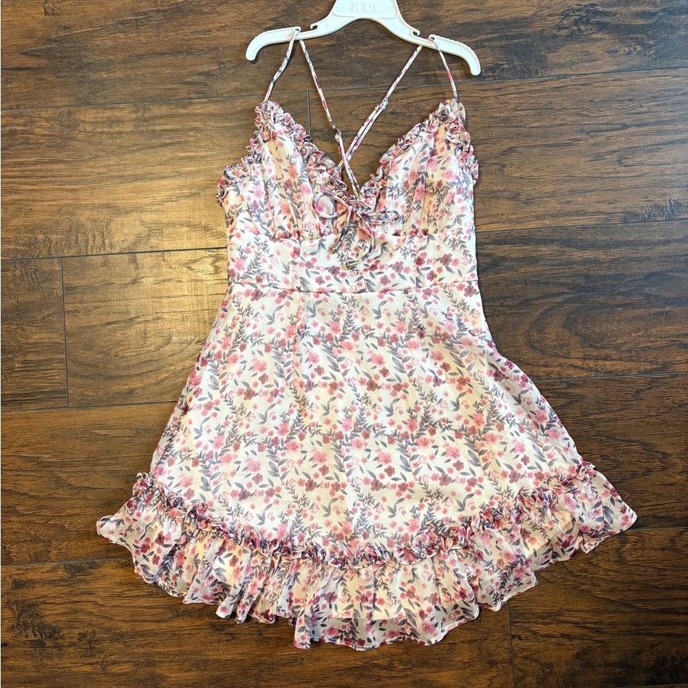 Angel Biba Pink and Cream Floral Dress